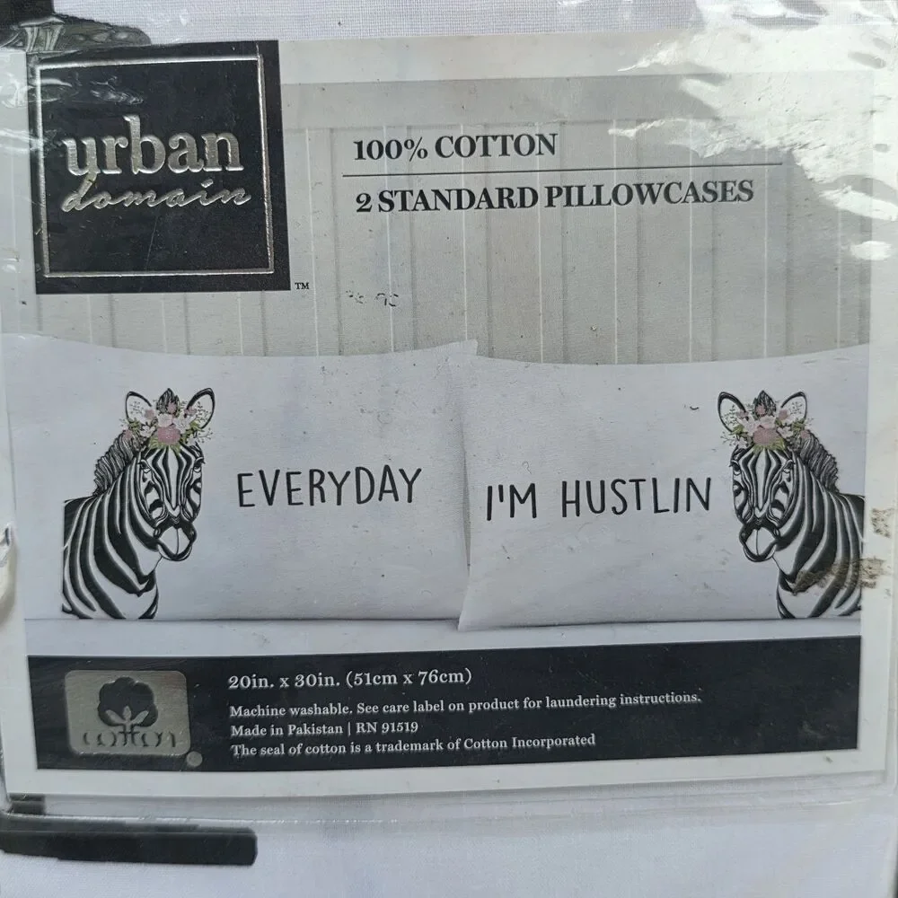 Every day i'm hustlin Zebra Pillowcases (2) Standard Cases  Art Urban Domain